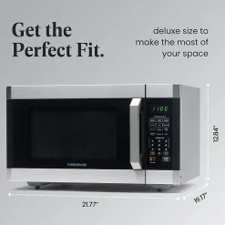 Farberware Professional 1.6 Cu Ft 1,100-Watt Microwave With Smart Sensor, Stainless Steel/Platinum