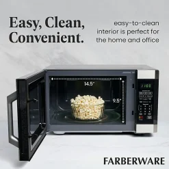 Farberware Professional 1.6 Cu Ft 1,100-Watt Microwave With Smart Sensor, Stainless Steel/Platinum