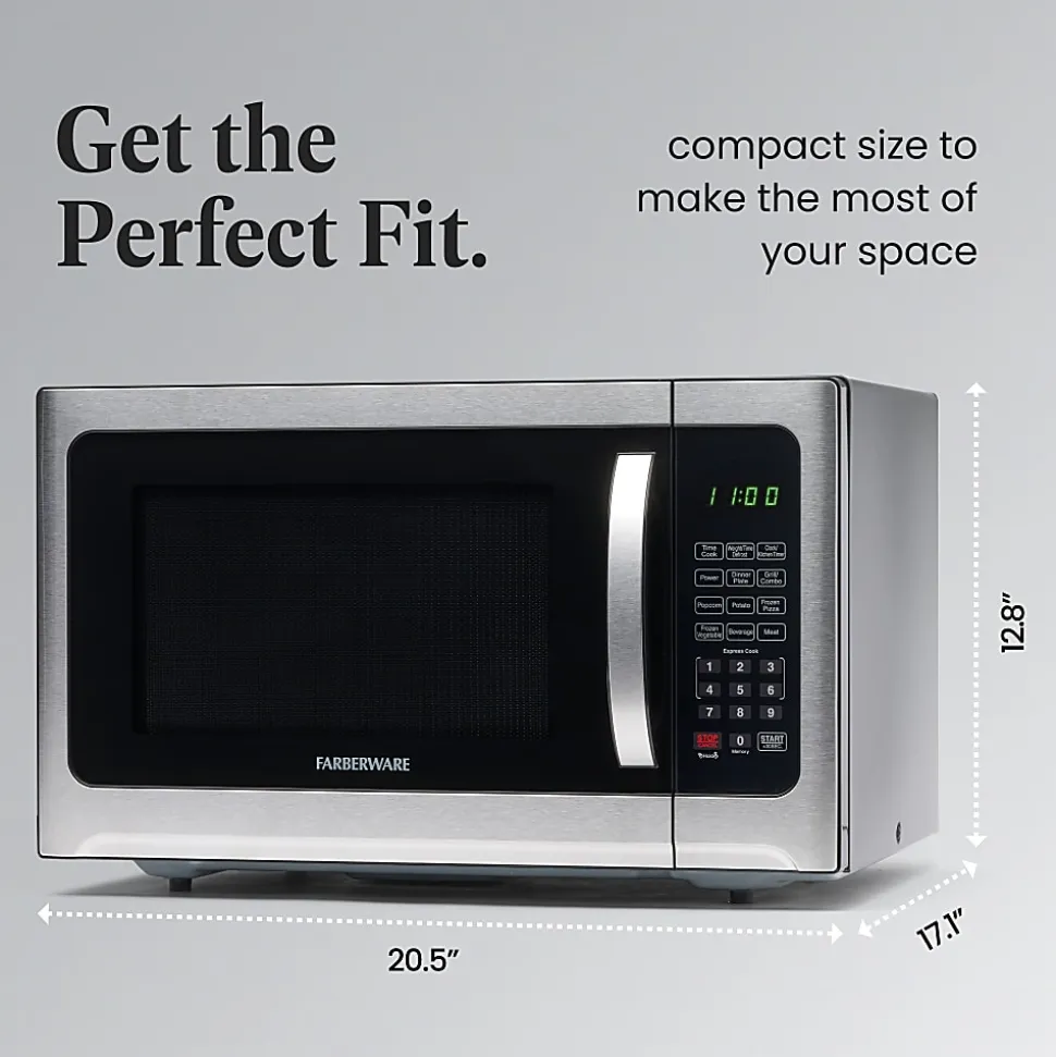 Farberware Professional Microwave And Grill Oven, 1.2 Cu. Ft., Silver