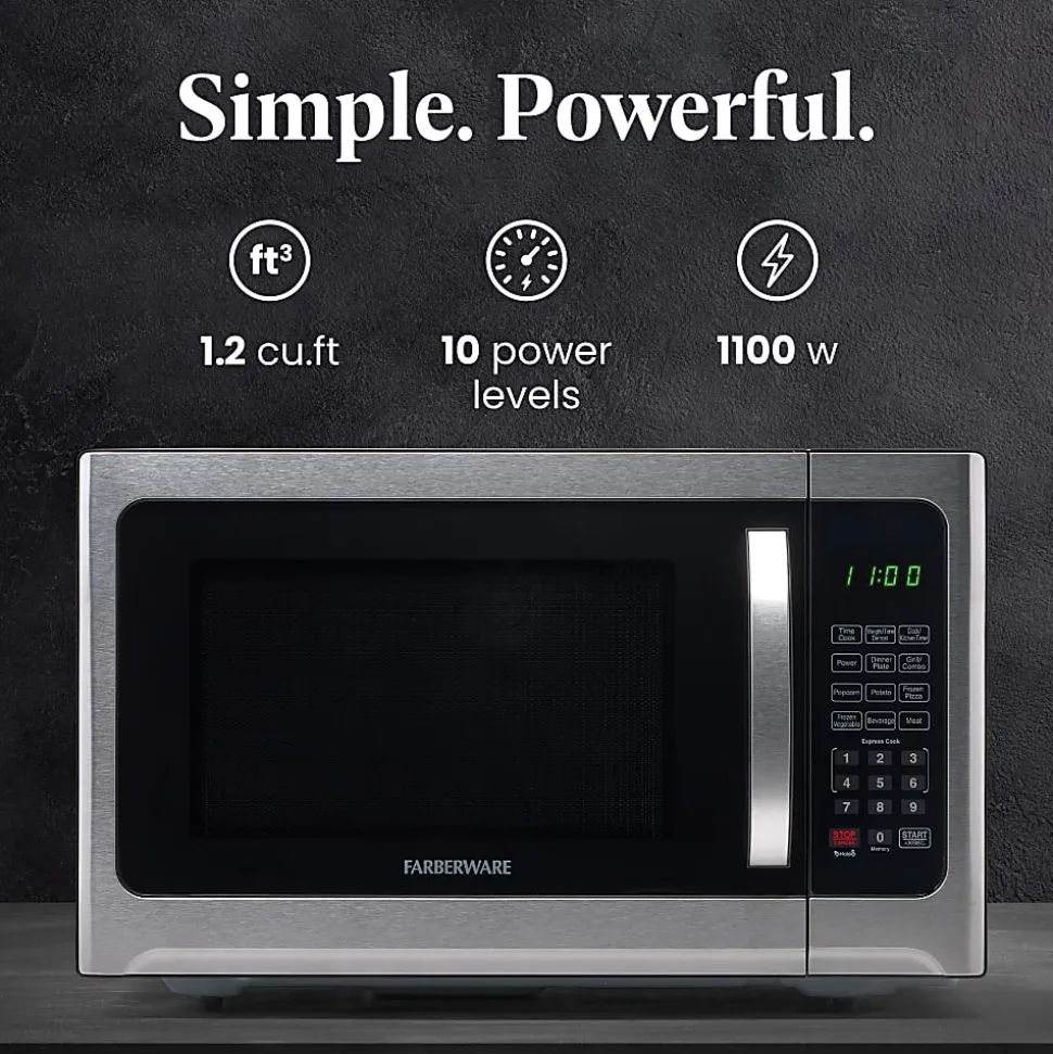 Farberware Professional Microwave And Grill Oven, 1.2 Cu. Ft., Silver
