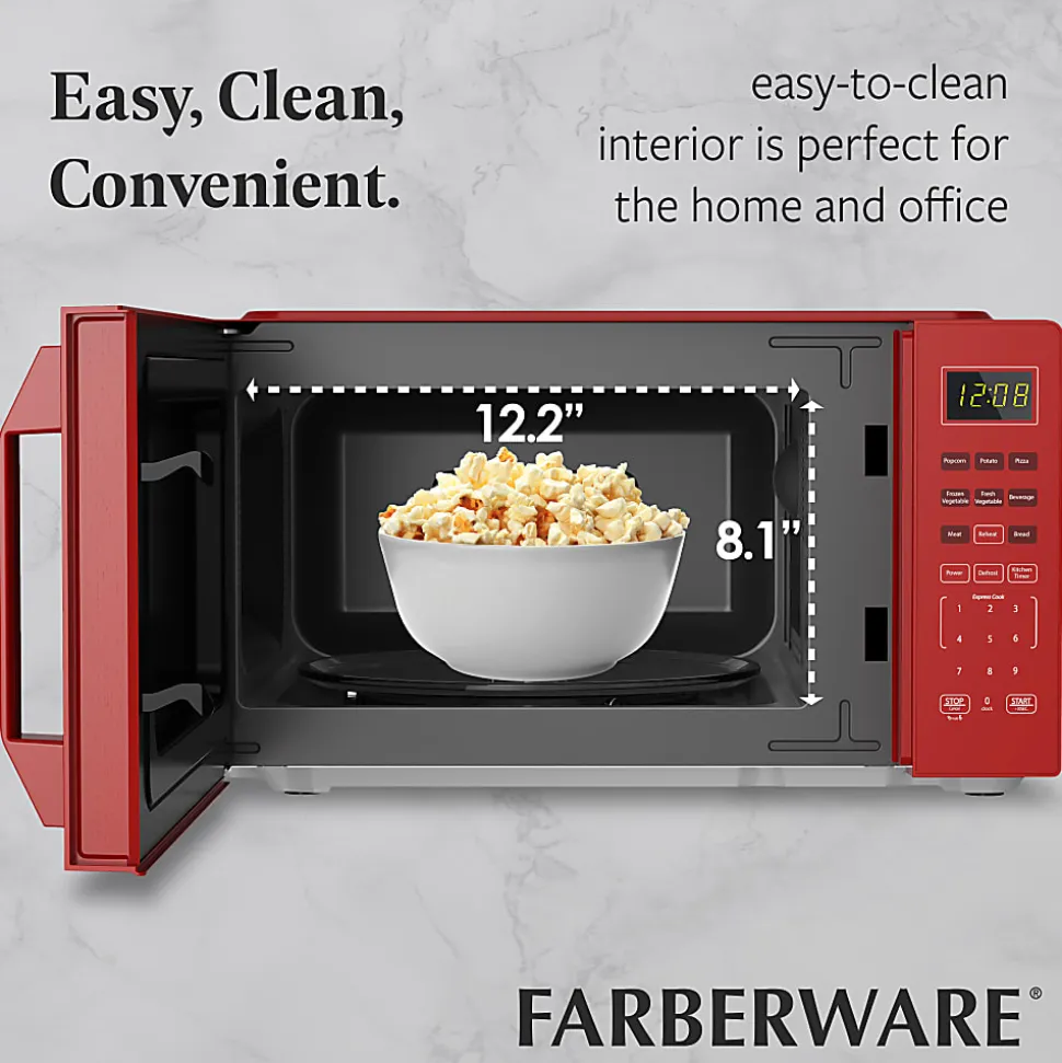 Farberware 700W Compact Countertop Microwave Oven, 0.7 Cu. Ft., Red, Total Qty 1