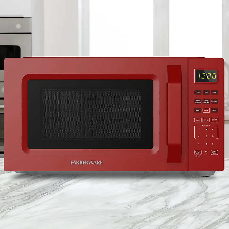 Farberware 700W Compact Countertop Microwave Oven, 0.7 Cu. Ft., Red, Total Qty 1