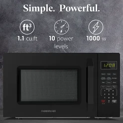 Farberware 1000W Compact Countertop Microwave Oven, 1.1 Cu. Ft., Black, Total Qty 1