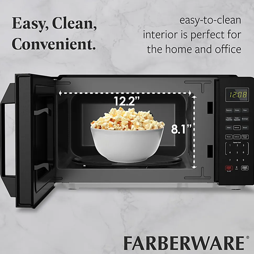 Farberware 700W Compact Countertop Microwave Oven, 0.7 Cu. Ft., Black, Total Qty 1