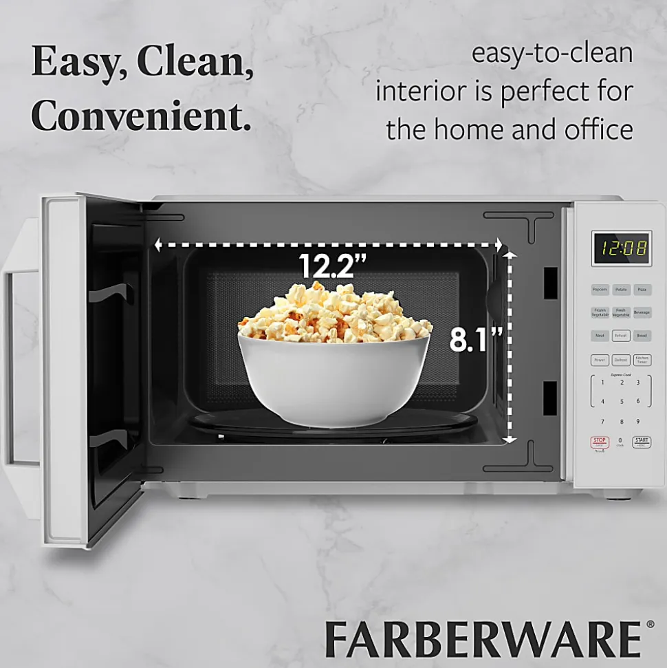 Farberware 700W Compact Countertop Microwave Oven, 0.7 Cu. Ft., White, Total Qty 1