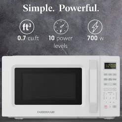 Farberware 700W Compact Countertop Microwave Oven, 0.7 Cu. Ft., White, Total Qty 1