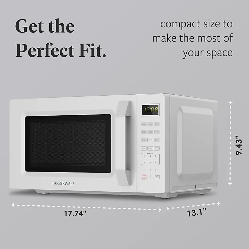 Farberware 700W Compact Countertop Microwave Oven, 0.7 Cu. Ft., White, Total Qty 1