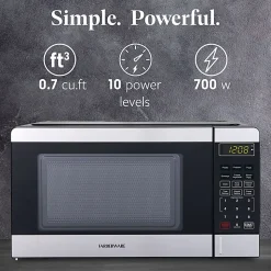 Farberware 700W Compact Microwave Oven, 0.7 Cu. Ft., Silver, Total Qty 1
