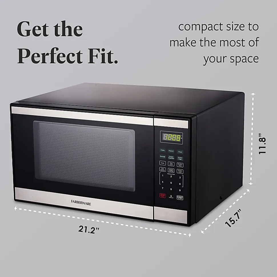 Farberware 1000W Countertop Microwave Oven, 1.1 Cu. Ft., Black/Silver, Total Qty 1
