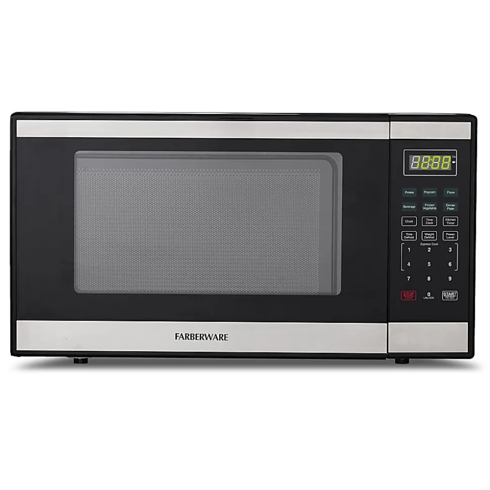 Farberware 1000W Countertop Microwave Oven, 1.1 Cu. Ft., Black/Silver, Total Qty 1