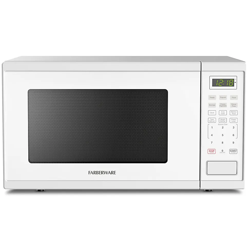 Farberware 1000W Microwave Oven, 1.1 Cu. Ft., White, Total Qty 1