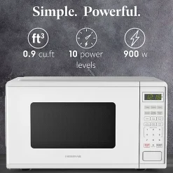 Farberware 900W Microwave Oven, 0.9 Cu. Ft., White, Total Qty 1