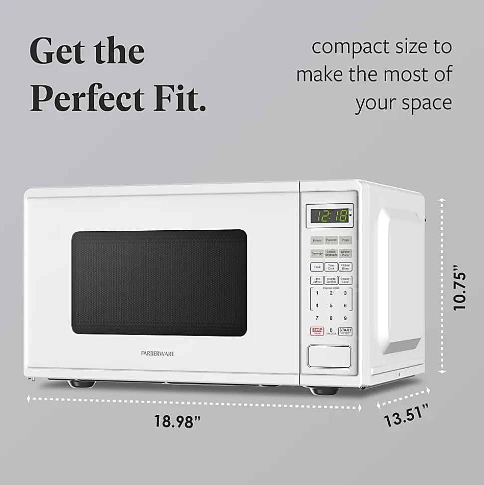 Farberware 900W Microwave Oven, 0.9 Cu. Ft., White, Total Qty 1