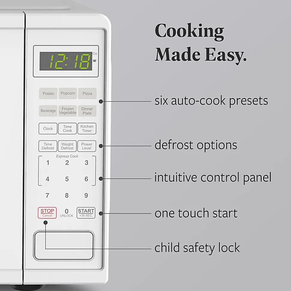 Farberware 900W Microwave Oven, 0.9 Cu. Ft., White, Total Qty 1