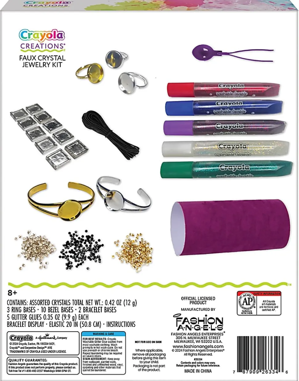 Fashion Angels Crayola Creations Faux Crystal Jewelry Design Kit, Assorted Colors