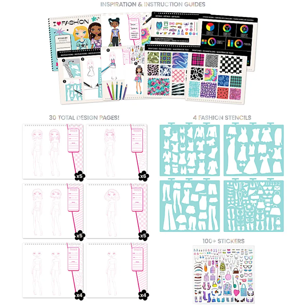 Fashion Angels Fashion Design Sketch Portfolio, 30 Pages