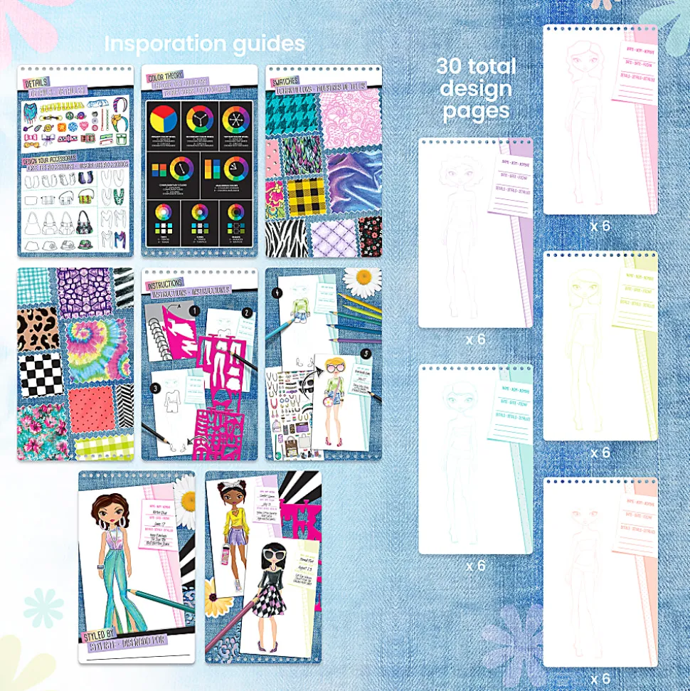 Fashion Angels Fashion Design Sketch Set, Set Of 139 Pieces