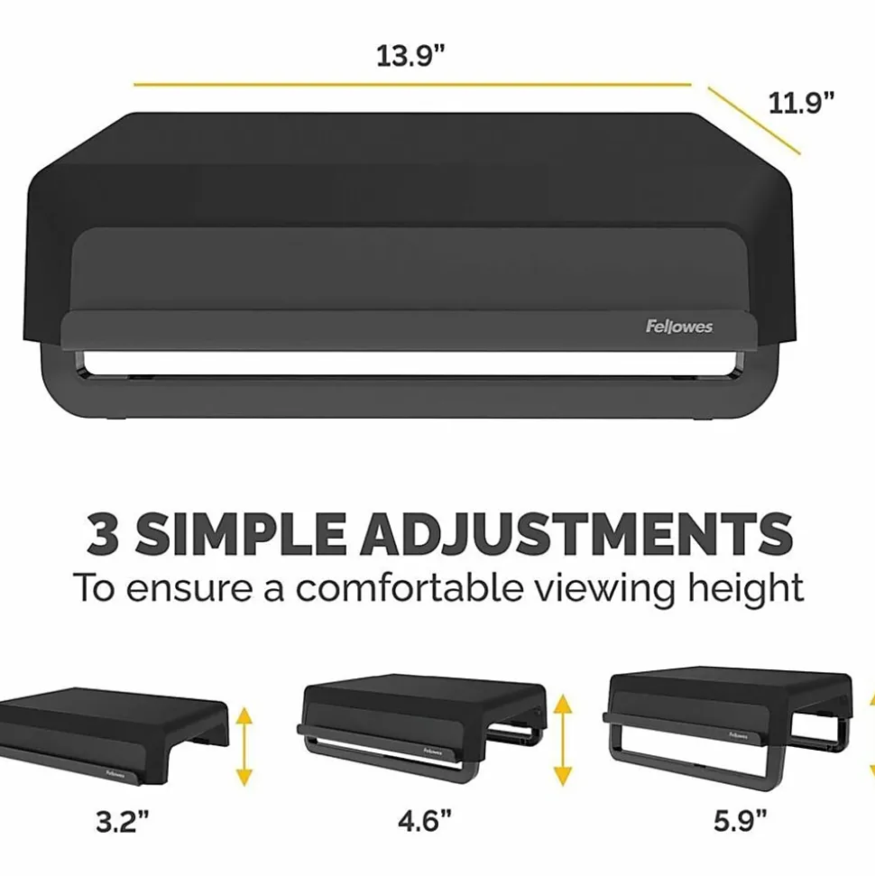 Fellowes Breyta Monitor Stand - Black - Black - For Monitor
