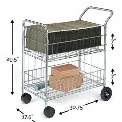 Fellowes® Chrome Mail Cart, 150 Lb. Capacity