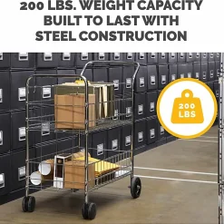 Fellowes® Chrome Mail Cart, 150 Lb. Capacity
