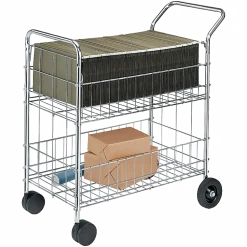 Fellowes® Chrome Mail Cart, 150 Lb. Capacity