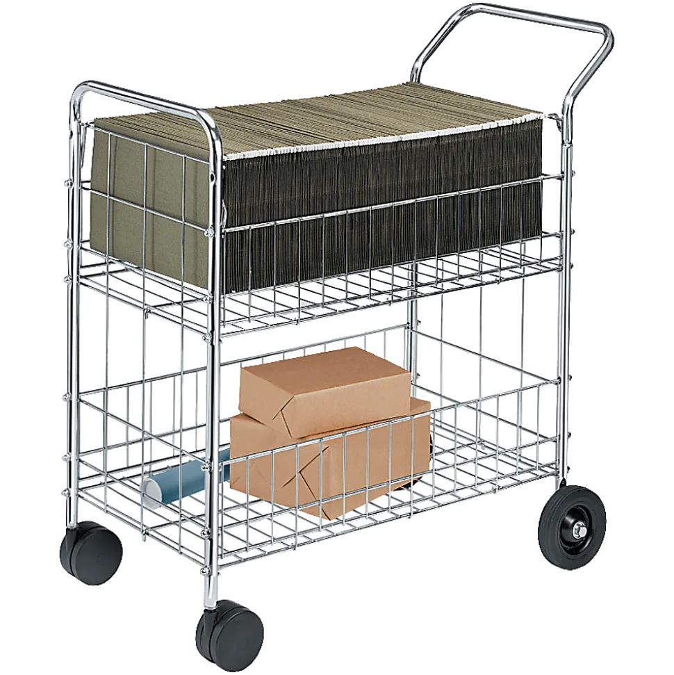 Fellowes® Chrome Mail Cart, 150 Lb. Capacity