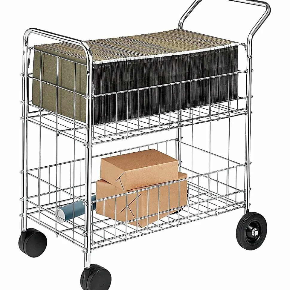 Fellowes® Chrome Mail Cart, 150 Lb. Capacity