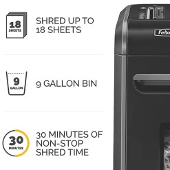 Fellowes® 99Ci 100% Jam Proof Cross Cut 18-Sheet Home Office Paper Shredder with SafeSense®, Black