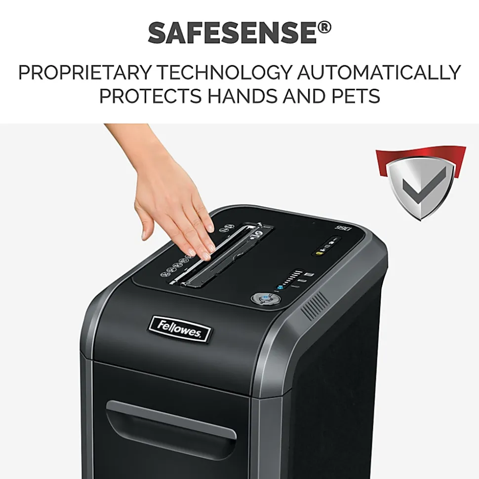 Fellowes® 99Ci 100% Jam Proof Cross Cut 18-Sheet Home Office Paper Shredder with SafeSense®, Black