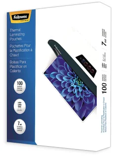 Fellowes® Clear Laminating Pouches, 9" x 11 1/2", 7 Mil Thickness, Glossy, Pack Of 100