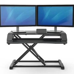 Fellowes® Corsivo Sit-Stand Workstation Desk Riser, 19-1/2"H x 31-1/2"W x 24-1/4"D, Black