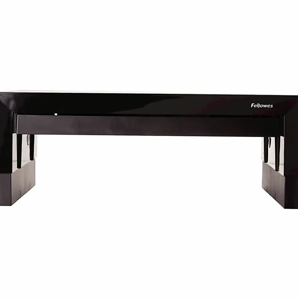 Fellowes® Designer Suites™ Height-Adjustable Monitor Riser With Storage Tray, 4.38"H x 16"W x 9.38"D, Black