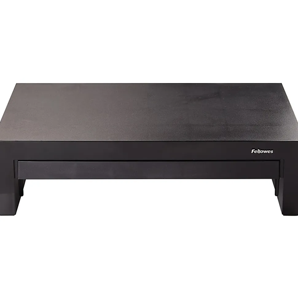Fellowes® Designer Suites™ Height-Adjustable Monitor Riser With Storage Tray, 4.38"H x 16"W x 9.38"D, Black