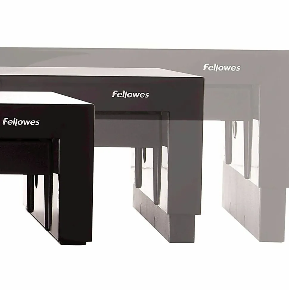 Fellowes® Designer Suites™ Height-Adjustable Monitor Riser With Storage Tray, 4.38"H x 16"W x 9.38"D, Black
