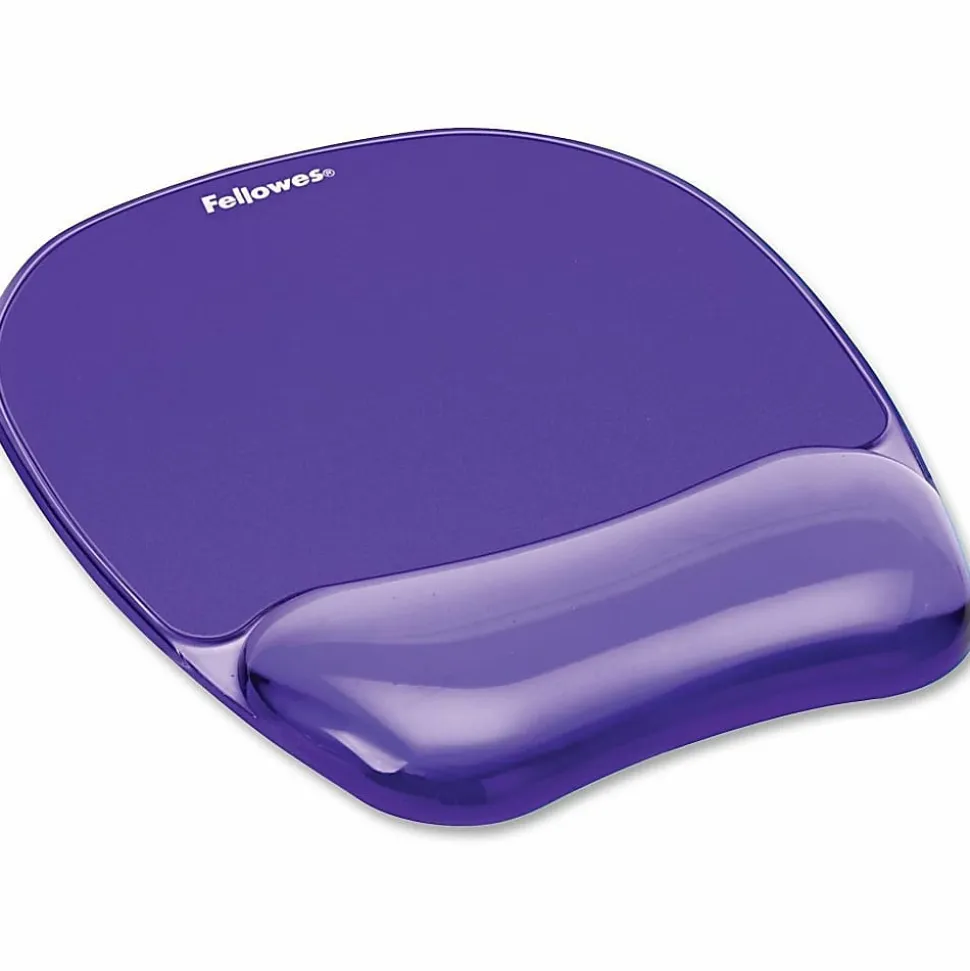 Fellowes® Gel Crystals Mouse Pad With Wrist Rest, 1"H x 7.94"W x 9.25"D, Purple