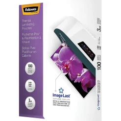 Fellowes® ImageLast Laminating Pouches, UV Protection, Glossy, 3 Mil, Letter, Pack of 100