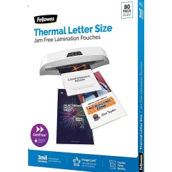 Fellowes® ImageLast Laminating Pouches, 9" x 11-1/2", 3 Mil, Clear, Pack Of 80 Pouches