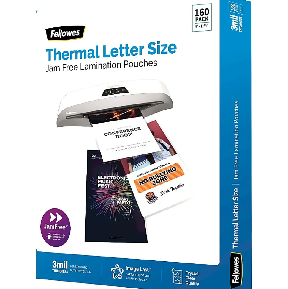 Fellowes® ImageLast UV Thermal Laminating Pouches, Letter Size, 9" x 11-1/2", 3 Mil, Clear, Pack of 160 Pouches