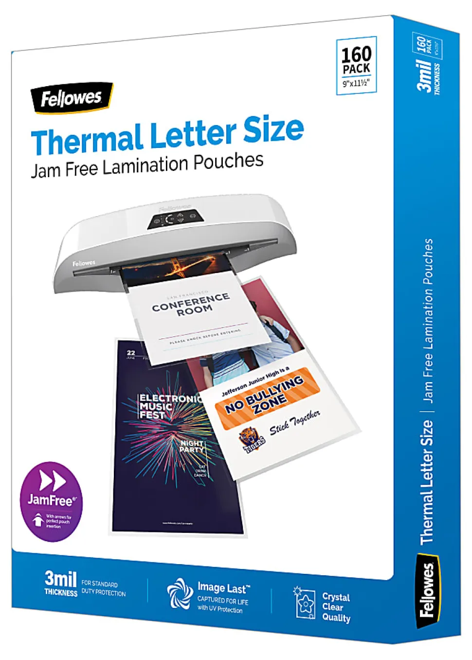 Fellowes® ImageLast UV Thermal Laminating Pouches, Letter Size, 9" x 11-1/2", 3 Mil, Clear, Pack of 160 Pouches