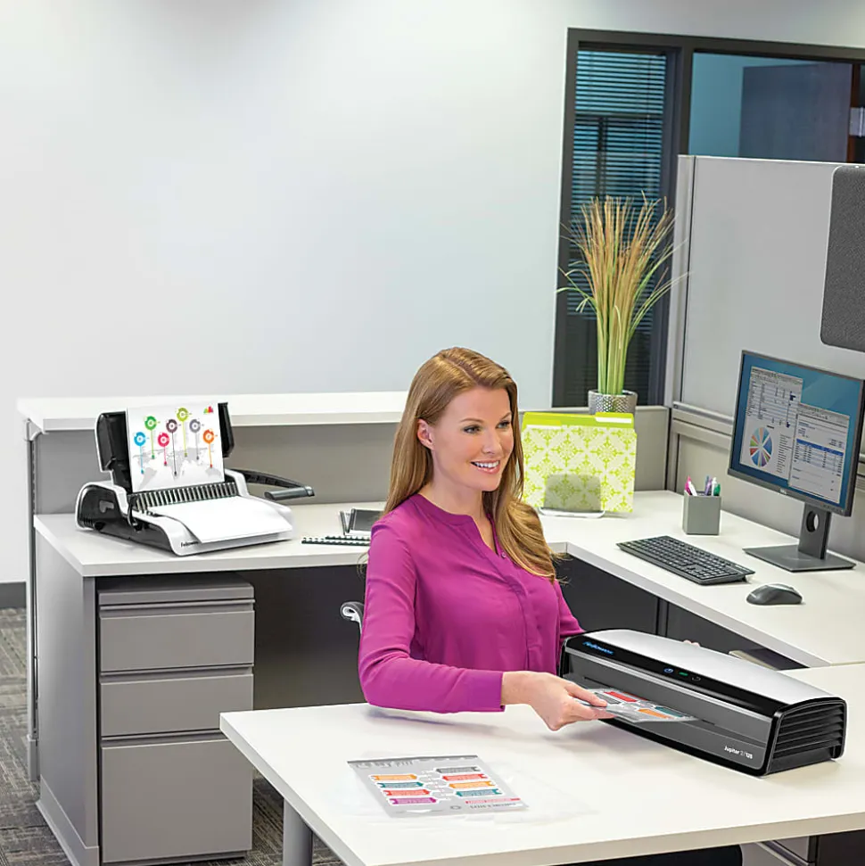 Fellowes® Jupiter™ 2 125 12.5" Laminator With Combo Kit, 5.12"H x 21.25"W x 8.19"D, Silver/Black