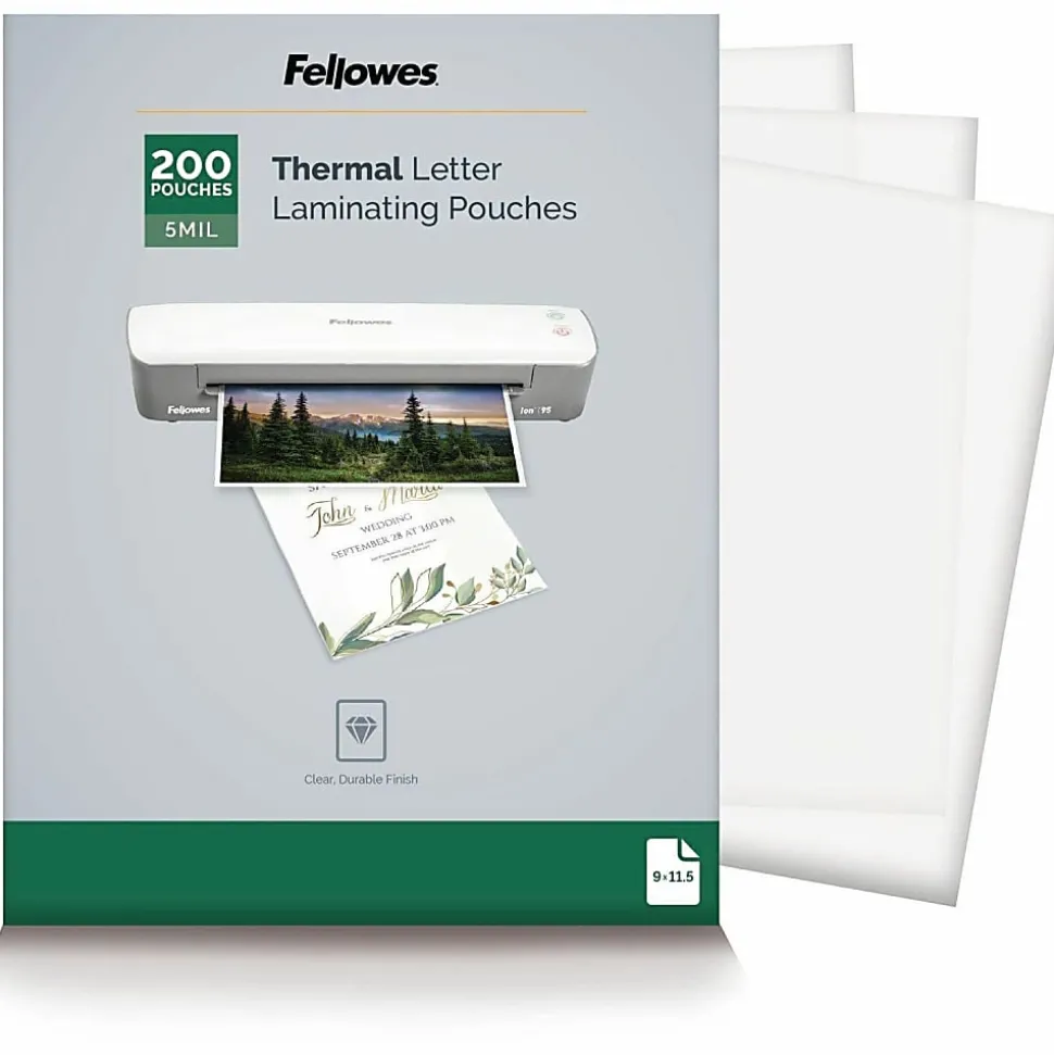 Fellowes® Laminating Pouches, Letter, 5 mil, 11 1/2" x 9", Clear, Pack Of 200