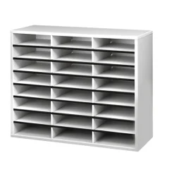 Fellowes® Literature Organizer, 24 Compartments, 23 7/16"H x 29 7/16"W x 11 7/8"D, Dove Gray