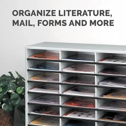 Fellowes® Literature Organizer, 48 Compartments, 34 11/16"H x 38 1/4"W x 11 7/8"D, Dove Gray