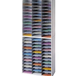 Fellowes® Literature Organizer, 72 Compartments, 69 1/8"H x 29"W x 11 7/8"D, Dove Gray