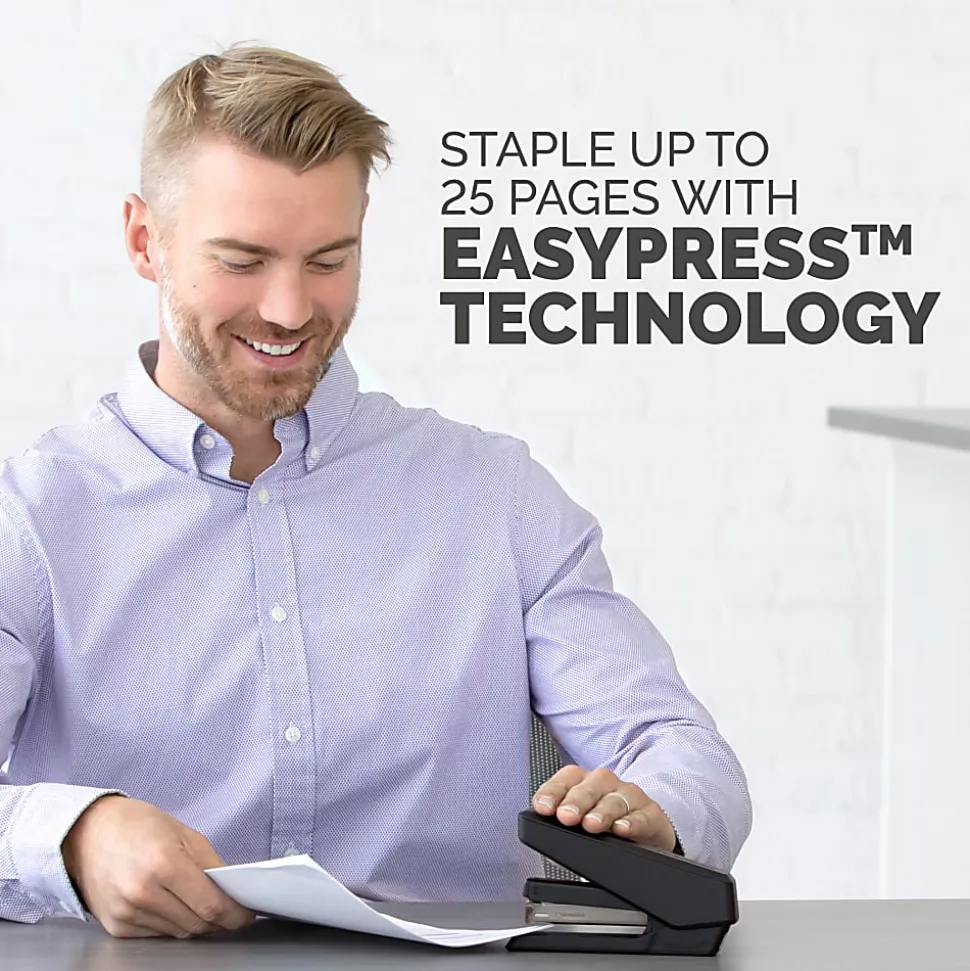 Fellowes® LX850 Full-Strip EasyPress Desktop Stapler, 6-1/4”, Black