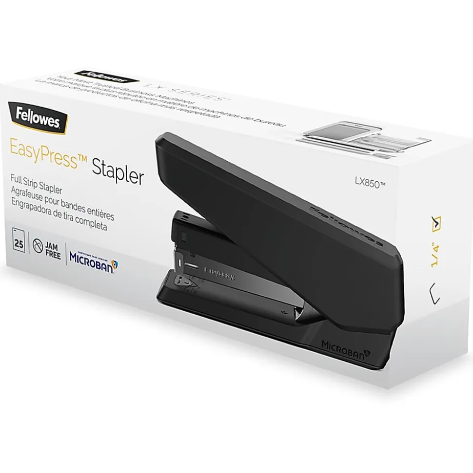 Fellowes® LX850 Full-Strip EasyPress Desktop Stapler, 6-1/4”, Black