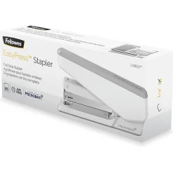 Fellowes® LX850 Full-Strip EasyPress™ Desktop Stapler with Anti-Microbial Technology, 25-sheet Capacity, White