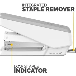 Fellowes® LX850 Full-Strip EasyPress™ Desktop Stapler with Anti-Microbial Technology, 25-sheet Capacity, White