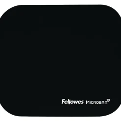 Fellowes Microban® Mouse Pad - Black - 8"x9"x0.1" Dimension - Black - Rubber Base, Polyester Surface - 5933901
