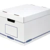 Fellowes Organizers Storage Boxes - External Dimensions: 12.8"x 16.5" Depth x 10.5" - Medium Duty - Single/Double Wall - Stackable - White, Blue -